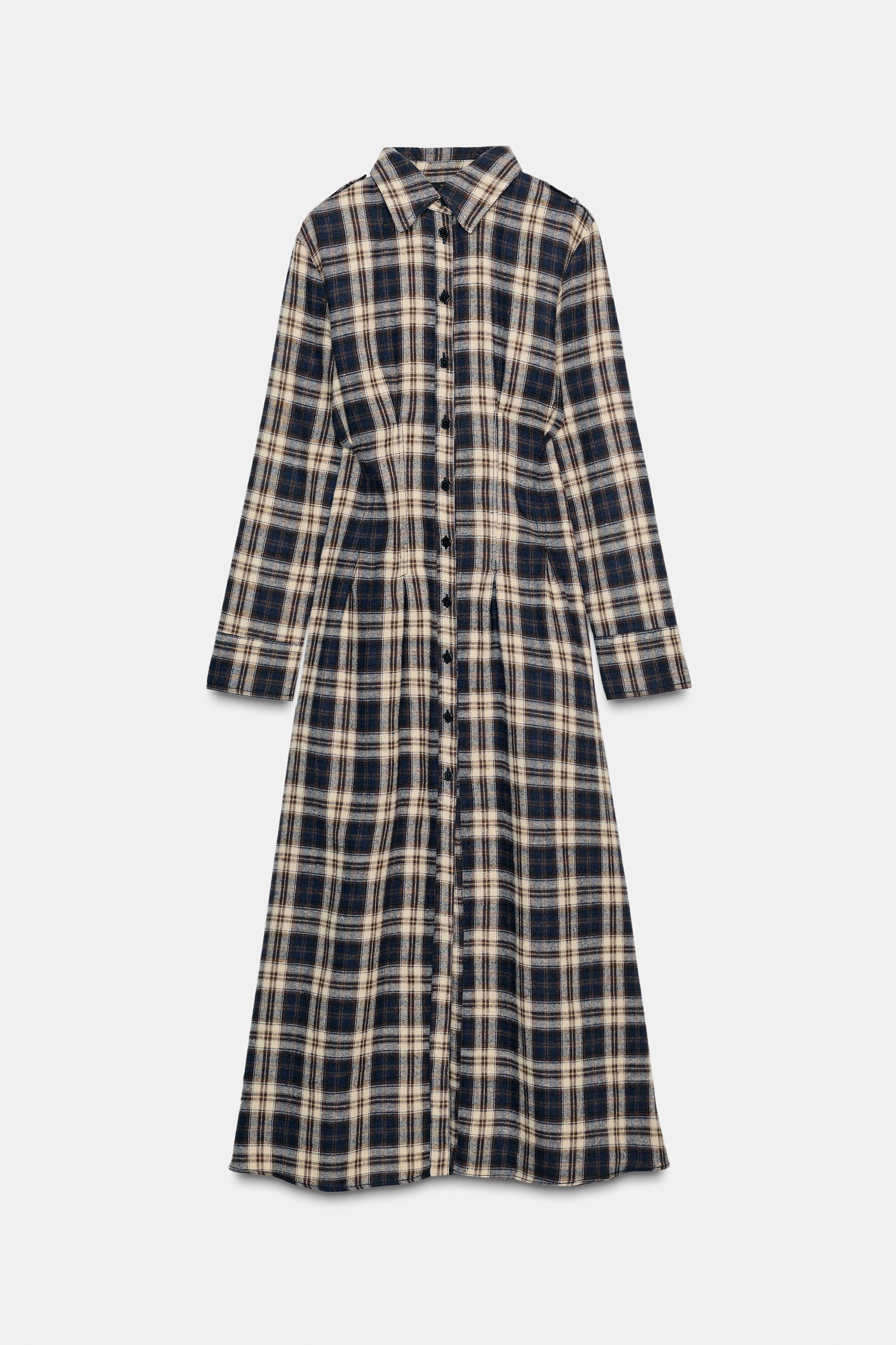 PLAID PLEATED MIDI DRESS
